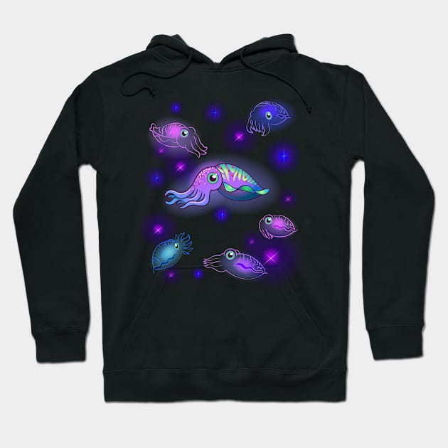 glowing purple cuttlefish under deepsea Hoodie by tomodaging